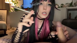 Slutty Stepdaughter sucks daddy's BWC while smoking a fatty (Full vid on my OnlyFans/ManyVids)