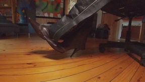 Pointy Brown Leather Boots and Leather Chaps