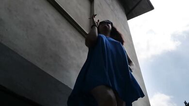 Italian girl loses control peeing in public desperate mess