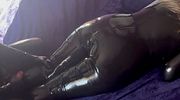 Latex fucks her owner. Masturbating on a latex butt.