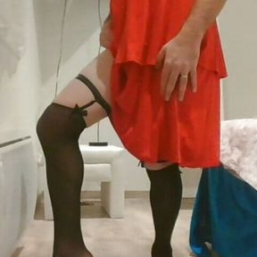 Me make pleasure with my red dress