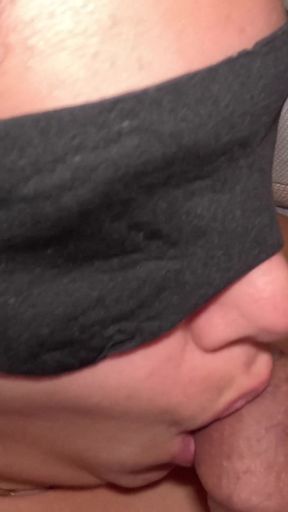 Homemade Blindfolded Cumshot in Mouth and Swallow