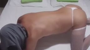 Ladysilva crossdresser in bed doing live showing off her hot ass in sexy panties