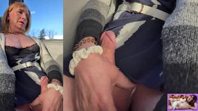 Trans Woman on a Bus Pulls Her Cock Out