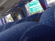 horny fat man cumming and moaning on the bus