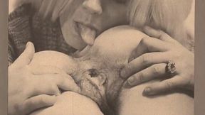 Close-up vintage lesbian fuck with hairy pussies