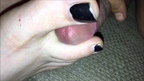 Toe fucking hot wife toes & cumming all over them