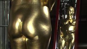 Japanese teen 18+ in gold paint gets fucked