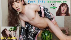 AsianSissyJoey fucks Watermelon