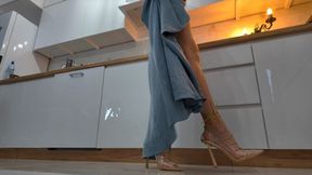 Lady Ruslana (From Ukraine) In Gold Shoes Rubs And Kick Your Balls - Part 2 - English And Russian Language