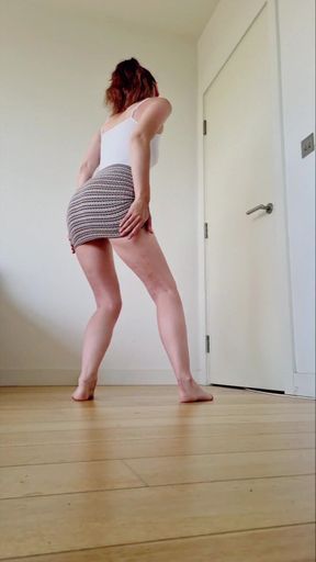 Sexy Dancing in a Very Short Skirt and Bare Feet