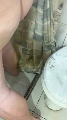 DaddyPop strokes his semi hard cock to entertain his lady friends.
