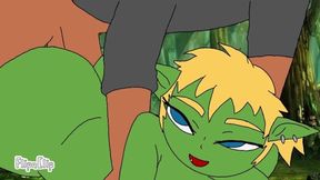 Big-breasted orc woman sucks and fucks giant dick&#x1F32D;, xexing hard