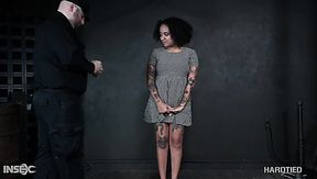 Real black MILF Kingsley gets undressed right before kinky bondage