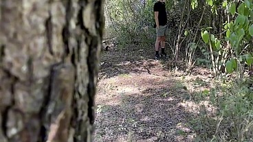 Amateur boy caught jerking-off in the woods