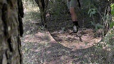 Amateur boy caught jerking-off in the woods