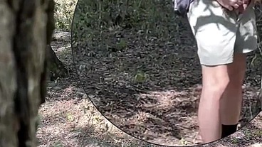 Amateur boy caught jerking-off in the woods