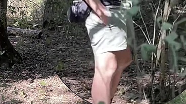 Amateur boy caught jerking-off in the woods