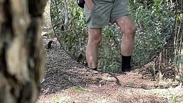 Amateur boy caught jerking-off in the woods