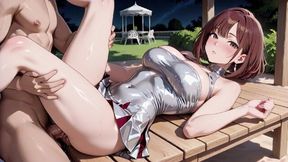 Brown Haired Big Tits Silver Bikini Gazebo Creampie Overload Ahegao Eyes Rolling