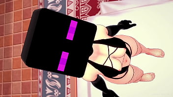 Novia usa mascara de Enderman para jugar (hentai 3D)