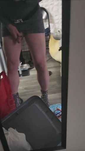 TS Touching Myself in the Mirror Big Dick