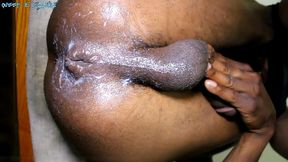 sloppy gaping close up anal training with huge dildo