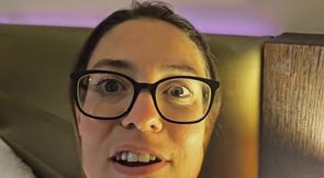 Innocent Hotwife moans loudly while getting fingered and rubbing her hairy pussy in hotel room