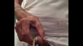 Amateur Gay Guy Enjoys Quick Pee Through Small Prince Albert Plug