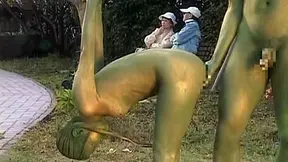 Cosplay Porn: Public Painted Statue Fuck 2