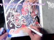 Facial Explosion creates Jizz Comet in the night sky - lightbox erotic drawing creation by Drenched