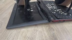 hard trample and crush laptop