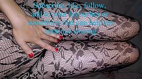 dani_leg in fishnet lacy pantyhose with sexy polished nails