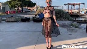 Chick in See-Thru Gear Flashes Tits and Rubs One Out