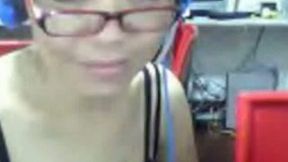 One nerdy Hong Kong teen shows me off her tits on webcam