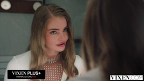 VIXEN Gorgeous Duo Fibi Euro And Emiri Momota Share A Huge Cock In Steamy Threesome