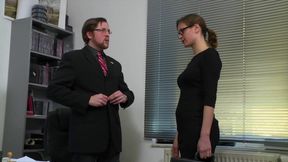 Hairy big ass secretary brunette sprayed on her natural tits