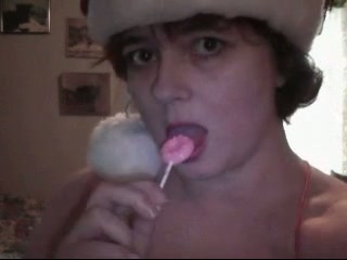 Just a brunette amateur cutie in Santa hat on webcam