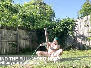 Rinsing Off My Exposed Body With A Pantyhose In Slow Motion