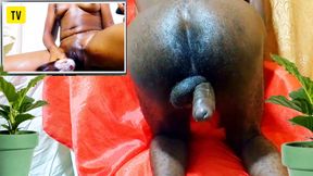 Experiencing new masturbation style while watching porn on tv. My hot cock felt it till I got CUM, wet and hot pussy!