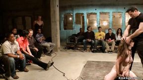 ”Bound bitch gets facial in public”