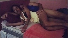 Stepdad creeps on lesbian stepsis for wild anal bang
