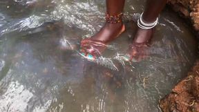 cuddling feet in the water