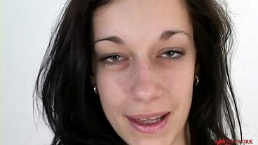 Longhaired busty brunette's casting