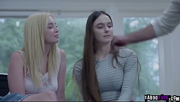 Stepdad and stepdaughter get it on with a classmate