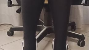 Chunky Blue Heels & Knee-High Stockings Slow Tease