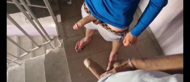 Daddy and Twink Fucked Roughly on the Stairs Near the Neighbors