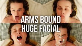 Arms Bound Huge Facial - Tied, Bondage, WAM, Trapped, Big Load, POV, Submissive Slut