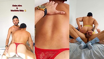 Pegando de jeito o machinho marrento de calcinha vermelha da Smart fit - Foda completa