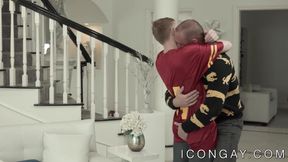 Small dude rides huge muscular gays throbbing cock